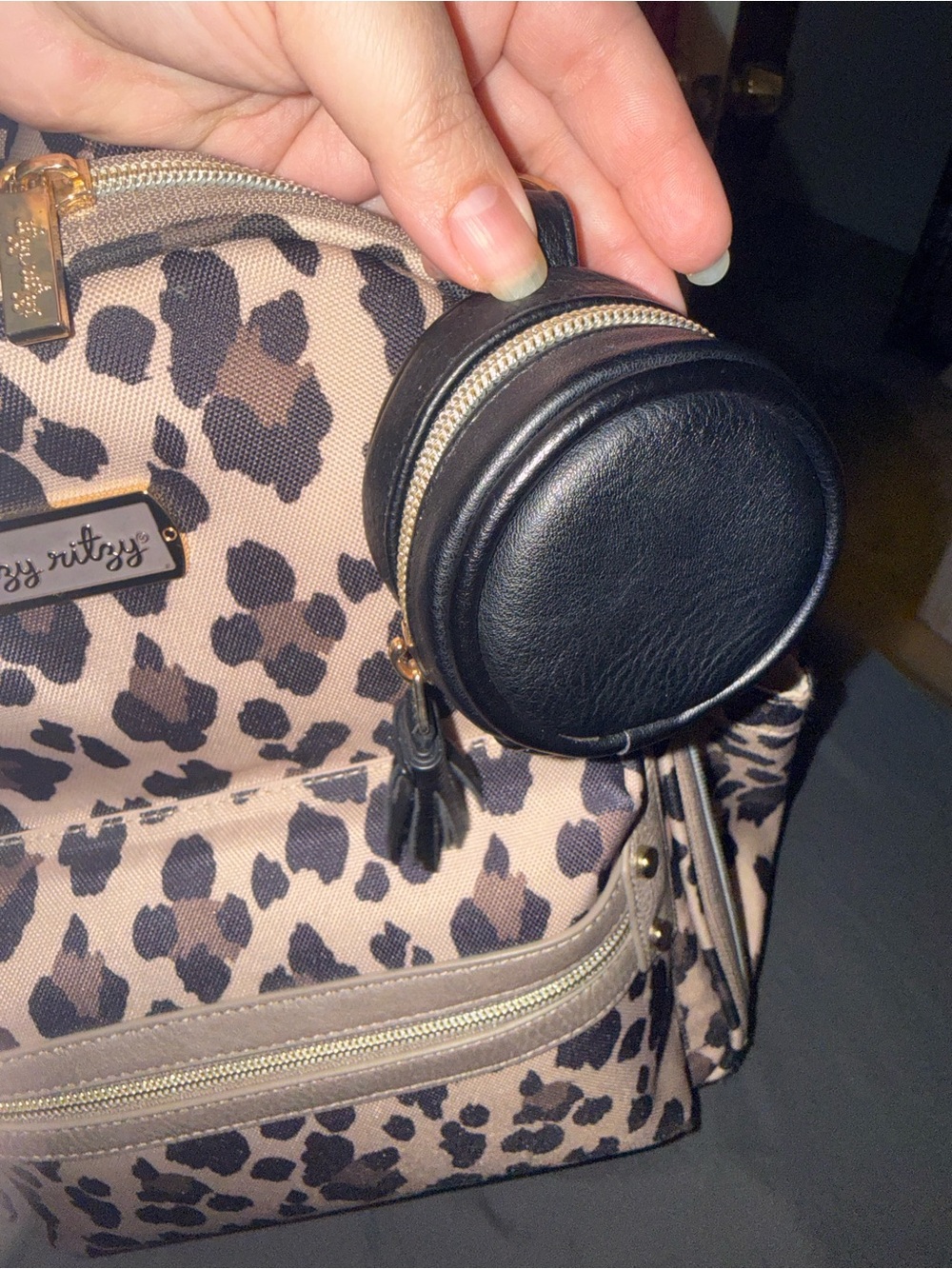 itsy ritzy Leopard Print Mini Backpack - Cream & Brown - Picture 4 of 5